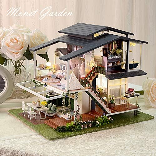 GuDoQi DIY Miniature Dollhouse Kit, Tiny House kit with Music, Miniature House Kit 1:24 Scale Monet Garden, Great Handmade Crafts Gift for Birthday Christmas Day