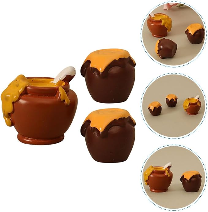 Mini Honey Jar Dollhouse Accessories - Realistic Resin Pot for Home Decor DIY Craft Projects and Miniature Food Displays