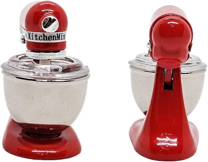 ChangThai Design Tiny 1¼" High Red Bread Dough Mixer Kneader Machine Movable Figurine Steel and Resin Miniature Decoration Accessories Replica Decorative Collectible Figurines Home Décor Gifts