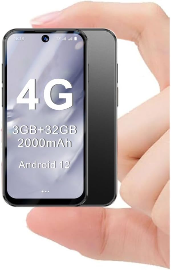 LMZYESHY Mini Phone for Kids,Unlocked Kid Phone,3.88inch HD Touch Screen,4G, Dual SIM,Face ID,Android 12,Kids Cell Phone(3GB+32GB,Black)