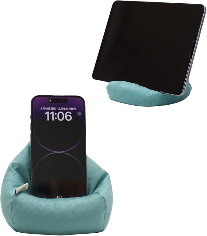 2pcs Cover of Mini Bean Bag Chair Cell Phone Holder (No Filler) Ultra Soft Micro Suede Anti Slip Miniature Bean Bag Couch Teal