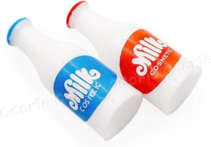 Odoria 1/12 Miniature Milk Bottles Dollhouse Decoration Accessories, 2Pcs