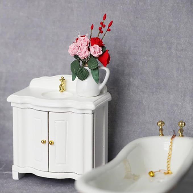 Glomora 1:12 Scale Basin Sink,Wash Basin Mini Micro Type Decoration Furniture Accessory for Doll House