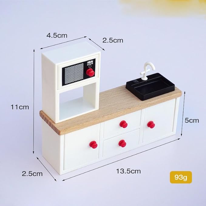 1 Set 1:12 Scale Kitchen Wooden Miniature Dollhouse Furniture Set,Doll House Furniture Toys Gift for Kids Boys Girls