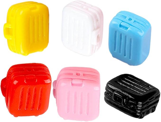 6Pcs Mini Suitcase Party Favor Box Realistic Small Doll Luggage Dollhouse Decor Accessories for DIY Micro-Scene Layouts Chic Adornments Tiny House Display 1.08 * 0.94 * 0.59inch
