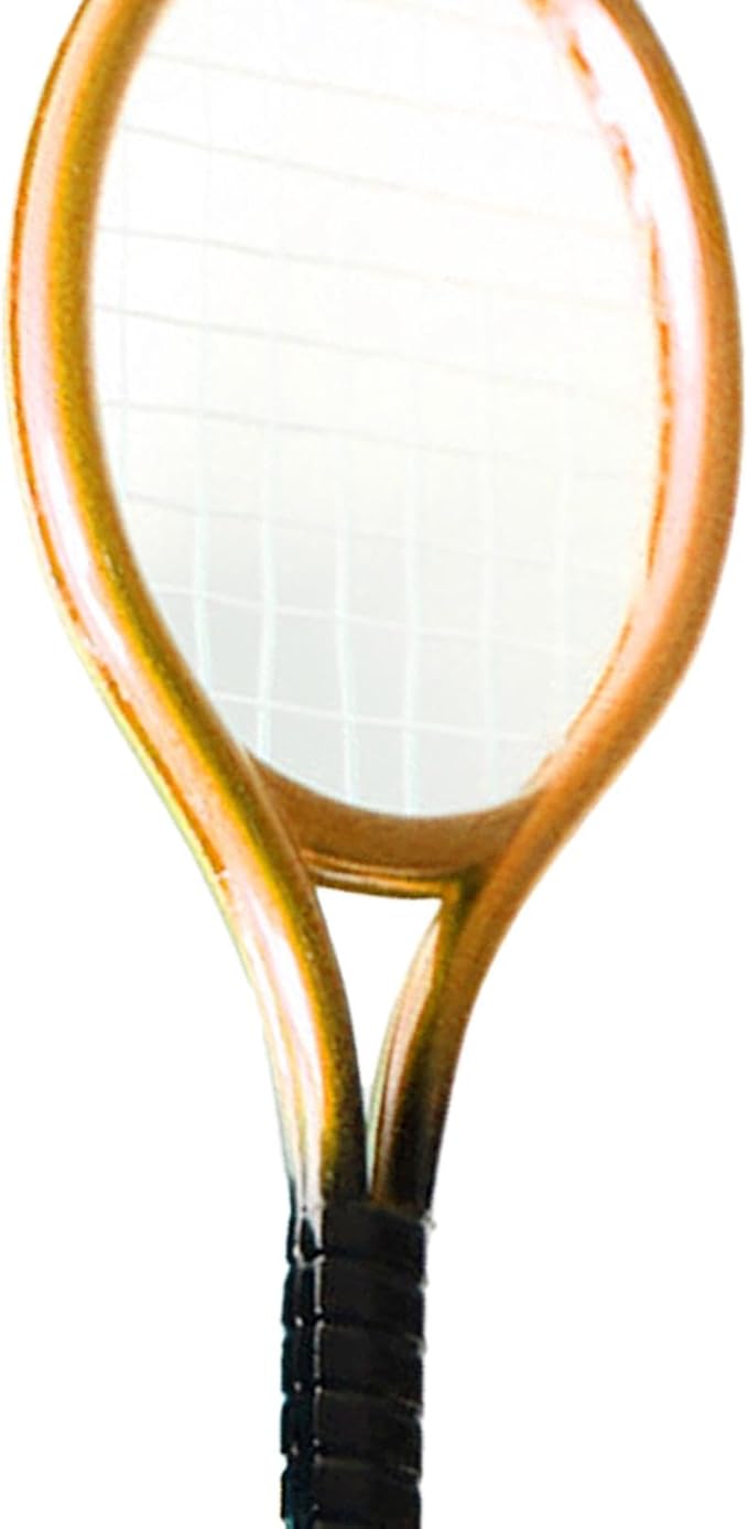 Mini Tennis Racket and Ball Set Mini Tennis Decor Miniature Tennis Kit Adults, Golden