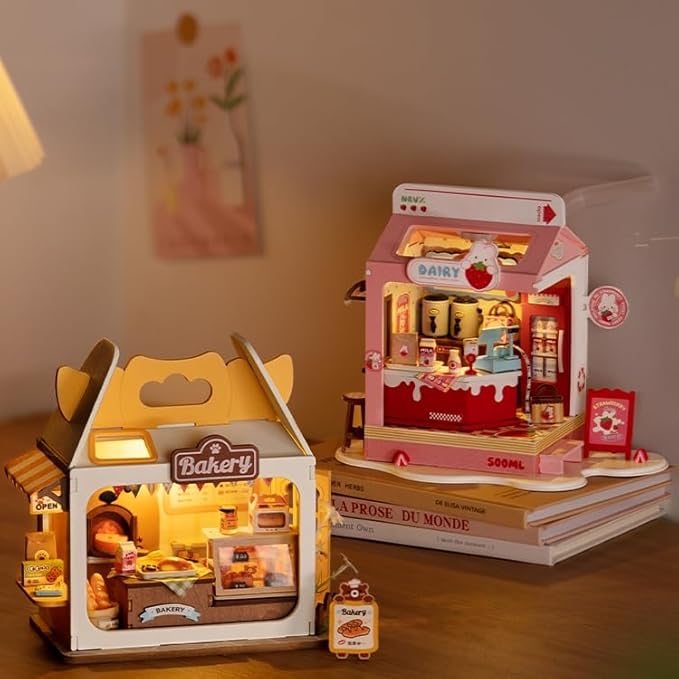 DIY Mini House Building Miniature Kit Milkbox, Miniverse Lifestyle Bookshelf Decoration, Cute Craft Kits for Women or Girls 14+, Kawaii Gifts Hobbies for Crafters (Strawberry Milkbox)