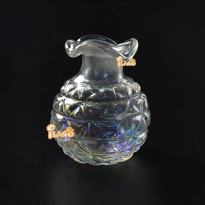 iLAND Miniature Dollhouse Accessories for Dollhouse Furniture Antique, Glass Vases w/ Dried Flowers Set (Elegant 4pcs)