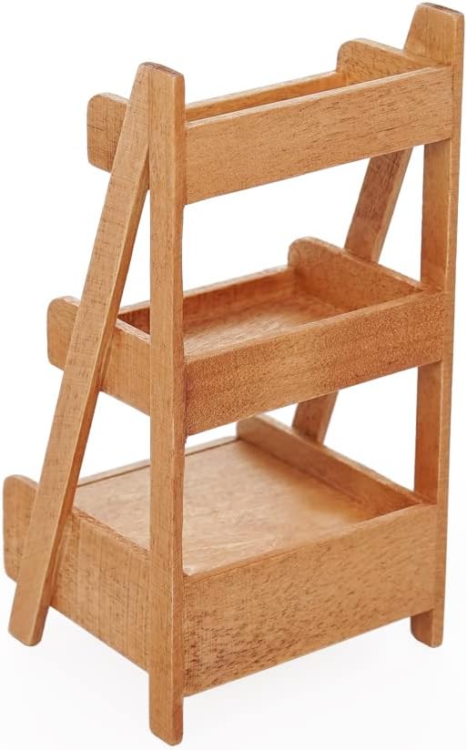 Odoria 1/12 Miniature Plant Shelf Dollhouse Decoration Accessories, Brown