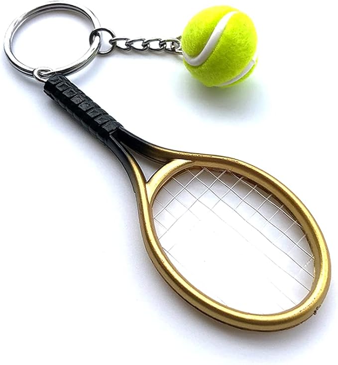 JINZHOUFZ Color Mini Tennis Racket with Ball Keychain Key Ring