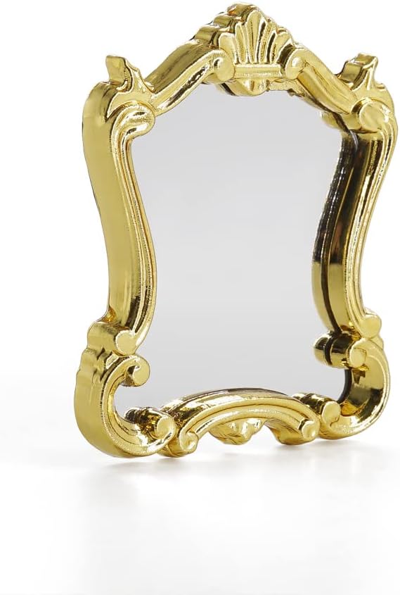 Odoria 1/12 Miniature Wall Mirror Dollhouse Decoration Accessories, Gold