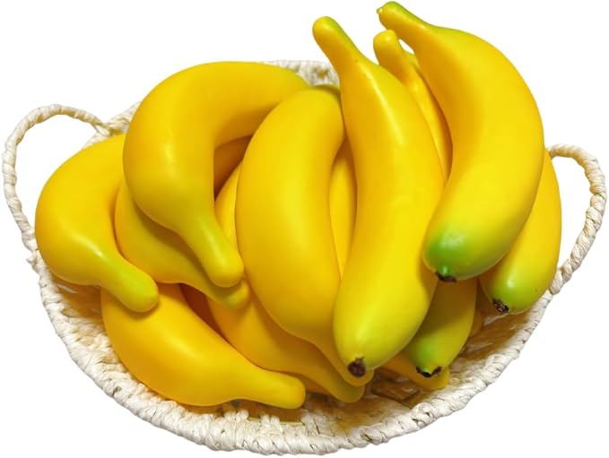 15pcs Fake Individual Banana, Artificial Yellow Bananas Lifelike Simulation Fake Fruit Home House Kitchen Decoration