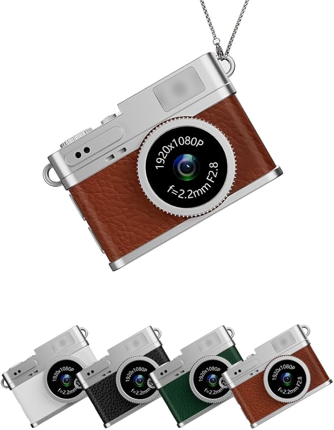 Retro Mini Digital Video Keychain Camera Small bodycam 1080P HD Video Go Cam 0.96" IPS Screen 4 Colors Type-C Pro17g 8GB Pocket Video Recorder for Travel Recording Gifts for Girls Stocking Stuffers