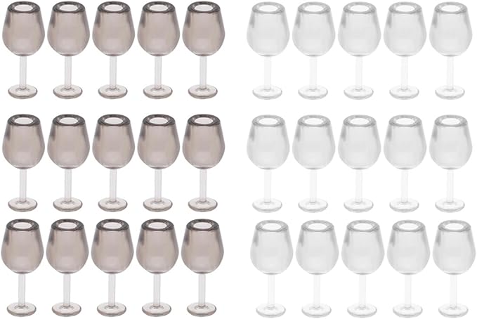 LOGOFUN 30 Pcs Mini Wine Glasses Dollhouse 1:12 Miniature Red Wine Glasses Tiny Goblet Cups Mini Beer Cups for Dollhouse Food Kitchen Bar Accessories