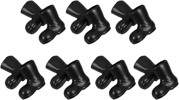 VICASKY 7 Pairs Mini Santa Claus Boots – 1.18" Adorable Miniature Christmas Gnome Shoes,Black Plastic Doll Shoes for Dollhouse, DIY Craft Projects, Table Centerpiece & Holiday Decor