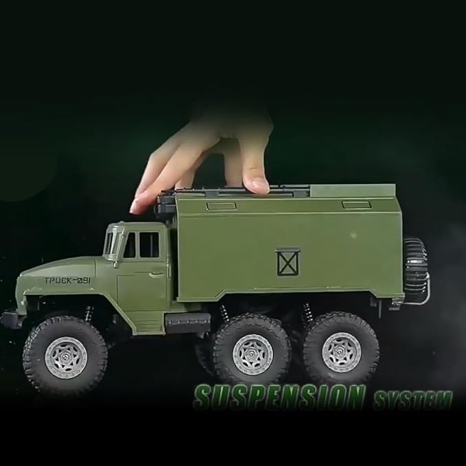 Remote Control Car, RC Military Truck 1:16 Scale Military Command Vehicle with LED Light 6WD Off-Road Crawler All Terrain Toy Car for Teen Adults