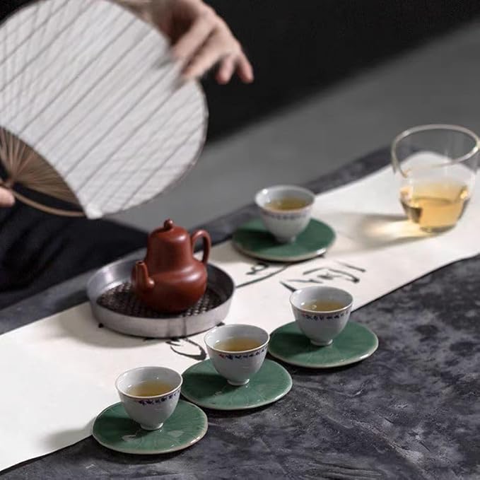 Small Jewelry Tray,Lotus Leaf Shape Decorative Ring Dish, Ceramic Green Porcelain Plate Dish Miniature Container for Jewelry Personal Items Incense Holders Trays Home Decoration Gifts