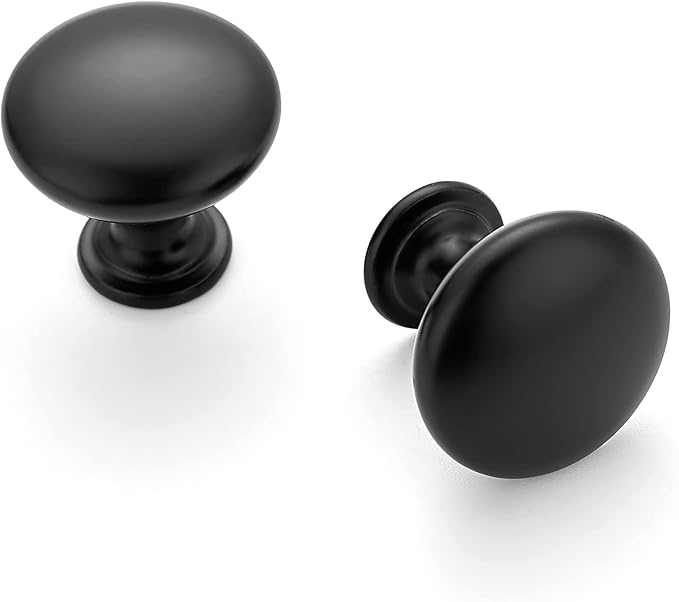 Ravinte 15 Pack Matte Black Round Zinc Cabinet Knobs for Kitchen Bathroom Closet Dresser Cabinets