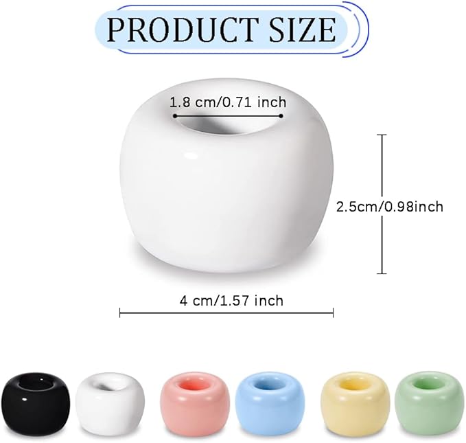 HalfofLife Mini Ceramics Toothbrush Holder Stand for Bathroom Vanity Countertop, Handmade Couple Toothbrush Head Holder, Shaver Holder and Office Pen Holder, Yellow&Green, Pack of 2