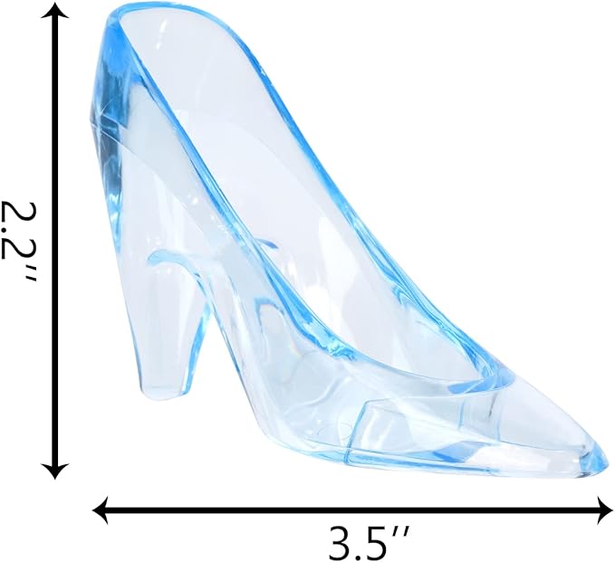ZYFLSQ 24 Pieces Mini Plastic Cinderella Slippers 3.5 Inch Glass Heels Princess for Wedding Birthday Party Table Favors Decoration (Blue)