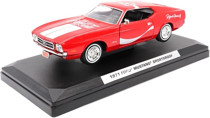 Motor city classics Coca-Cola Diecast Collectible | 1971 Ford Mustang Sportsroof | 1:24 Diecast Scale Model 424071 | Officially Licensed Coca-Cola Diecast
