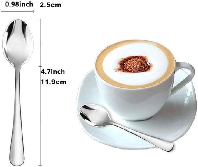 Wesdxc56 Demitasse Espresso Spoons, Mini Coffee Spoon, 4.7 Inches Stainless Steel Small Spoons for Dessert, Set of 6