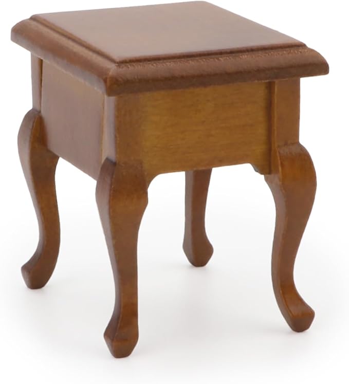 Miniature Furniture 1:12 Bedside Table Dollhouse Accessories Wooden Nightstand Vintage Living Room Bedroom Scene Bedroom Bedsides End TableHouse Model Decoration (Brown)