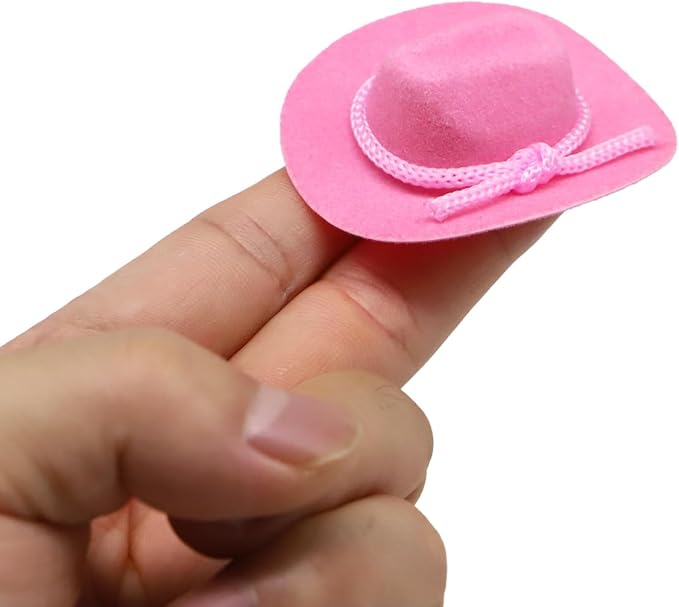 Dollhouse Cowboy Hat, Miniature Cowboy Hat, 1:12 Scale Miniature Soft Cowboy, Mini Hat, American Old West Hat, for Dollhouse Craft Supplies (2PCS) (Pink)