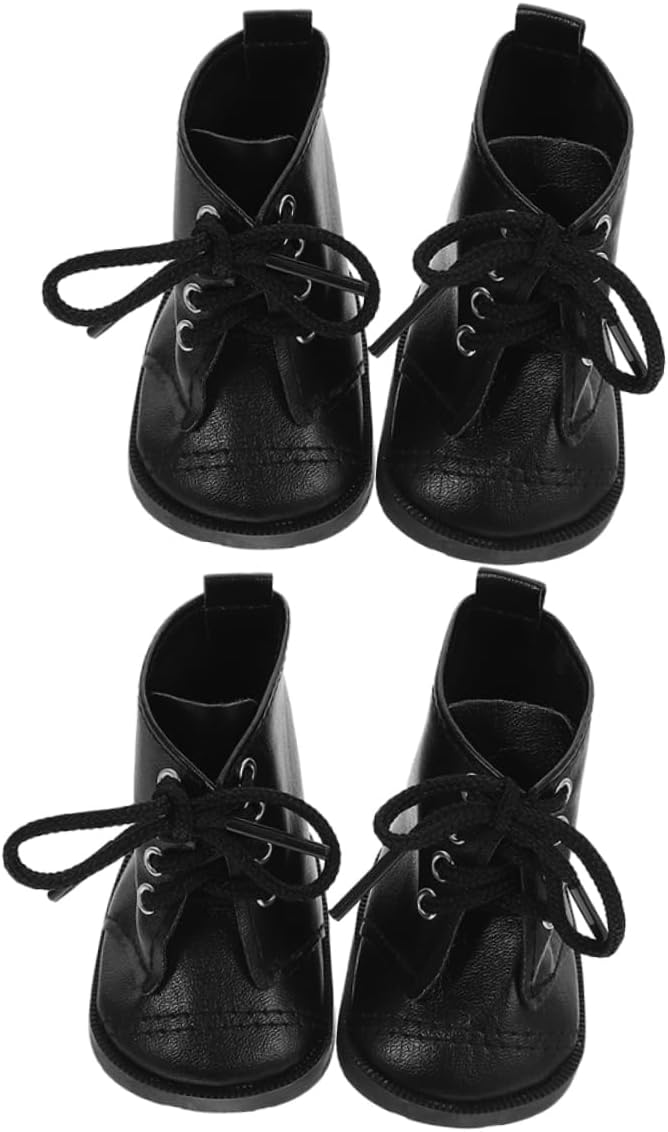 HANABASS 2 Pairs 18 Inch Doll High Top Boots Shoes Girls Pu Leather Fashion Clothing Accessories for Dollhouse Dress up Play