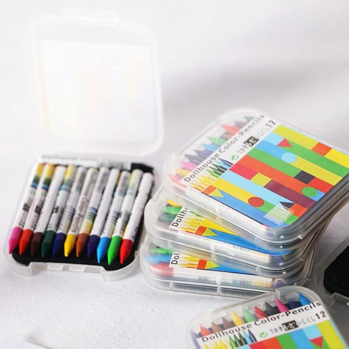 1/12 Scale Accessories Dollhouse Pencil Sets Including 12 Pieces Crayon,Mini School Supplies for Dollhouse Home Miniature Model DIY Decor Doll House Accessories Coloring House Play Set