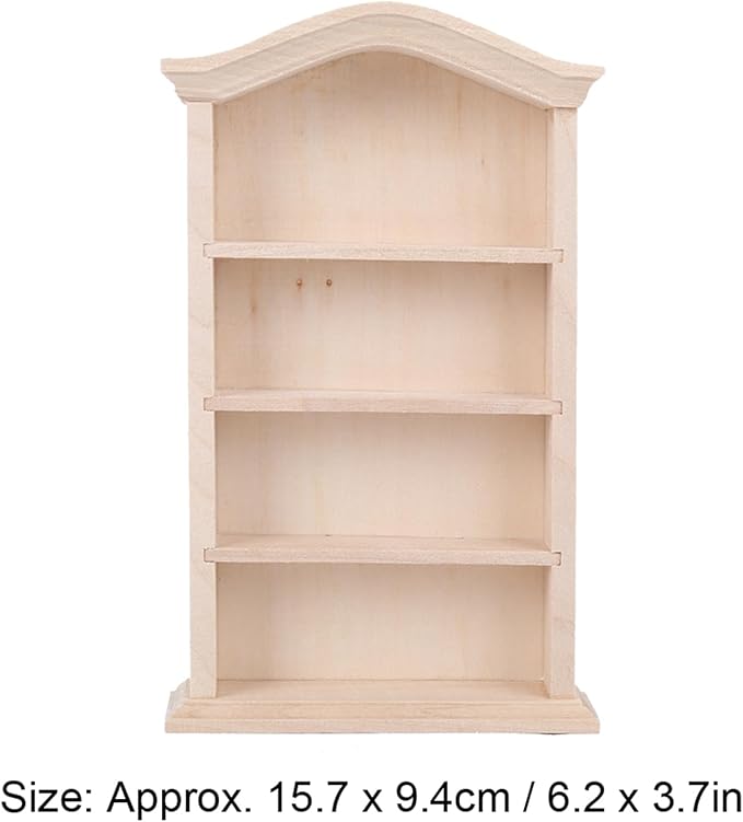 1:12 Mini Bookshelf for Mini Books, 6.2 x 3.7in Dollhouse Bookshelf, Wooden Miniature Bookshelf Decoration as Accessory for Miniature Gardens and Window Displays