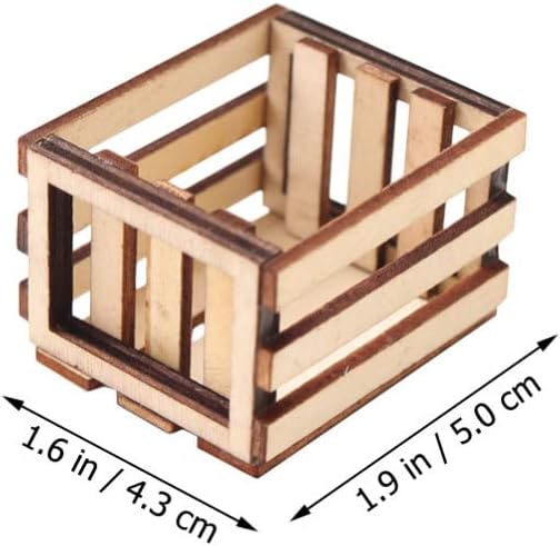 3Pcs Miniature Wooden Milk Crate Dollhouse Fruit Basket Mini Storage Box for Dollhouse Fairy Garden Accessories Micro Landscape Decor