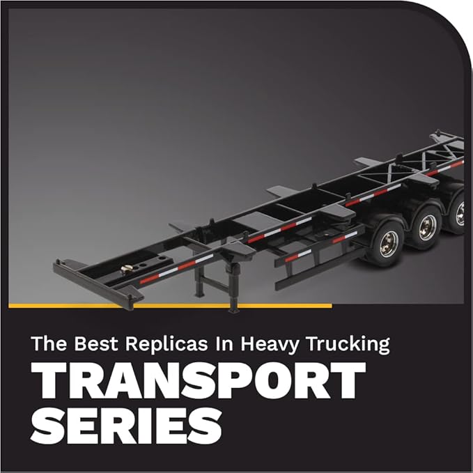 1:50 Scale 40' Skeleton Trailer - Safety Guards - Black - Transport Series | 1:50 Scale Diecast Collectible Model 91024