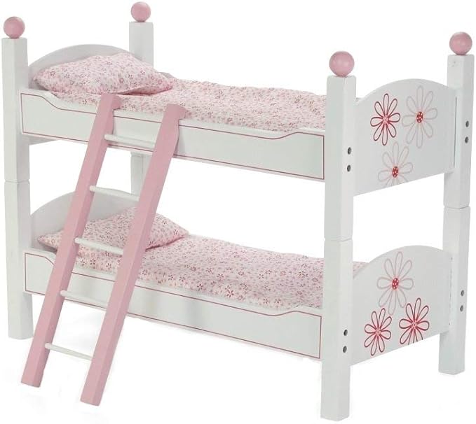 Emily Rose 18 Inch Doll Bunk Bed with Floral Bedding & Ladder | 2 Stackable Single Beds | Fits 18” American Girl Dolls, Our Generation, My Life As | USA Designed | Ages 5+ | Ideal Gift
