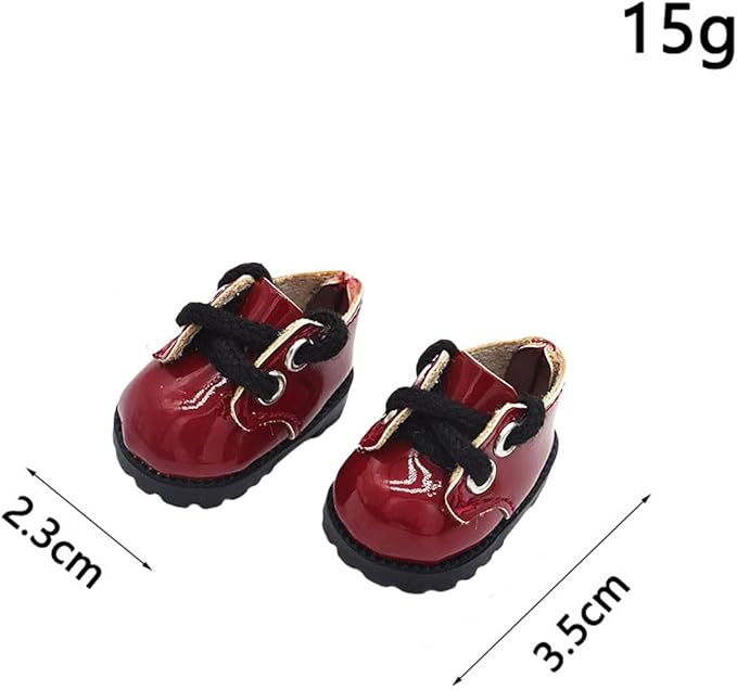 Faux Leather Miniature Shoes for 17/15cm Plush Dolls - Cute Monster Collectible Figure Accessories, Easy Fit Soft Stuffed Animal Boots (Wine Red, 17/15cm)