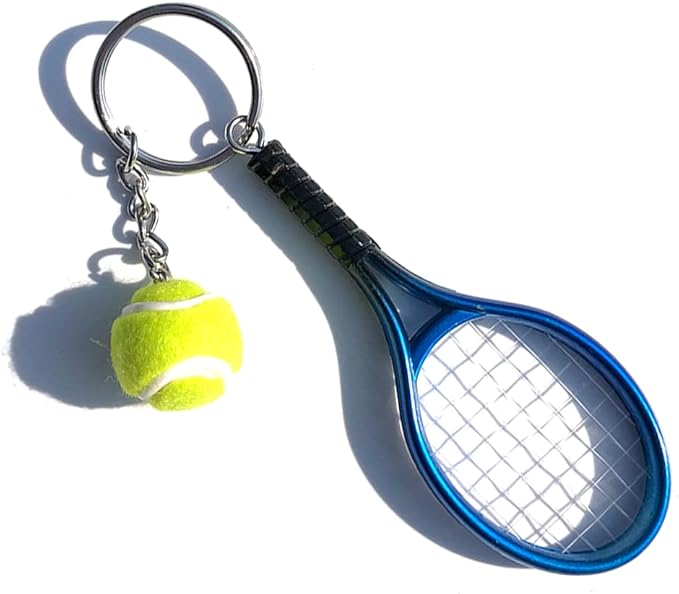 JINZHOUFZ Color Mini Tennis Racket with Ball Keychain Key Ring