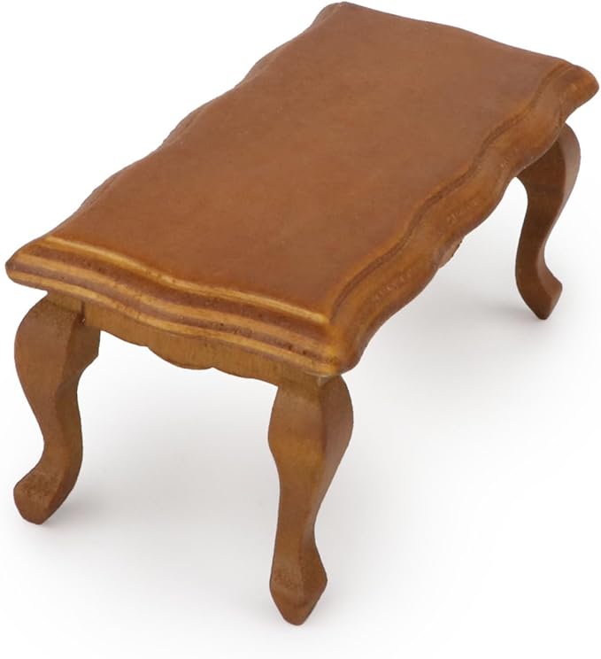 Miniature Furniture End Table 1:12 Furniture for Dollhouse Long Side Table Miniature Room Ornaments Living Room Bedroom Library Scene Decoration (Brown)