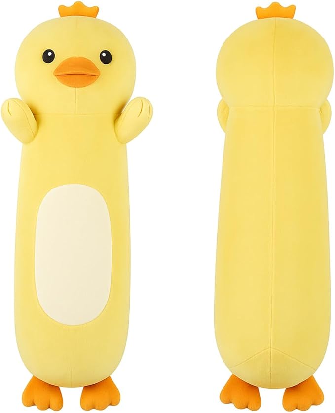 22” Long Duck Plush Body Pillow, Cute Duck Stuffed Animals, Soft Squishy Cuddly Pillow Plushies Toy Gifts for Kids Boys Girls, Birthdays, Halloween, Christmas