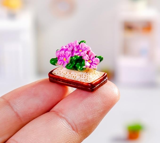 JiuGongmoup 8 Pcs Mini Resin Flowerpot Figurines - Rose, Tulip & Sunflower Potted Flowers, Cute Miniature Plants for Dollhouse Accessories, Desk, Car & Home Decorations, Refreshing Gifts for Girls