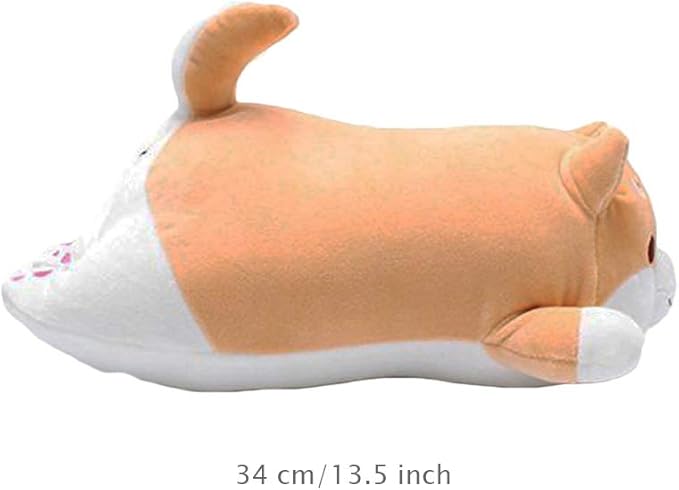 Shiba Inu Dog Plush Pillow, Cute Soft Corgi Stuffed Animals Doll Toys Gifts for Valentine, Christmas, Birthday, Bed, Sofa Chair (Brown Round Eye, 13.5in)