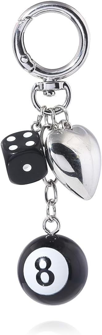 FunBoat Magic 8 Ball Cute Dice Charm Keychain Cute Backpack Purse Bag Hangings Accessories, Y2k Key Chain Gift Aesthetic