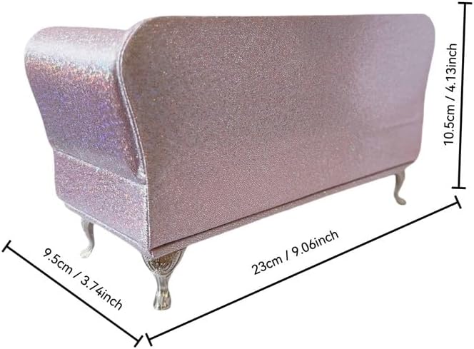 1/6 & 1/12 Scale Dollhouse Furniture Miniature Sofa w/Hidden Jewelry Box for Women - Adult Collector Pink Decor for Diorama, Dressing Table, Rings, Earrings & Small Necklaces Storage
