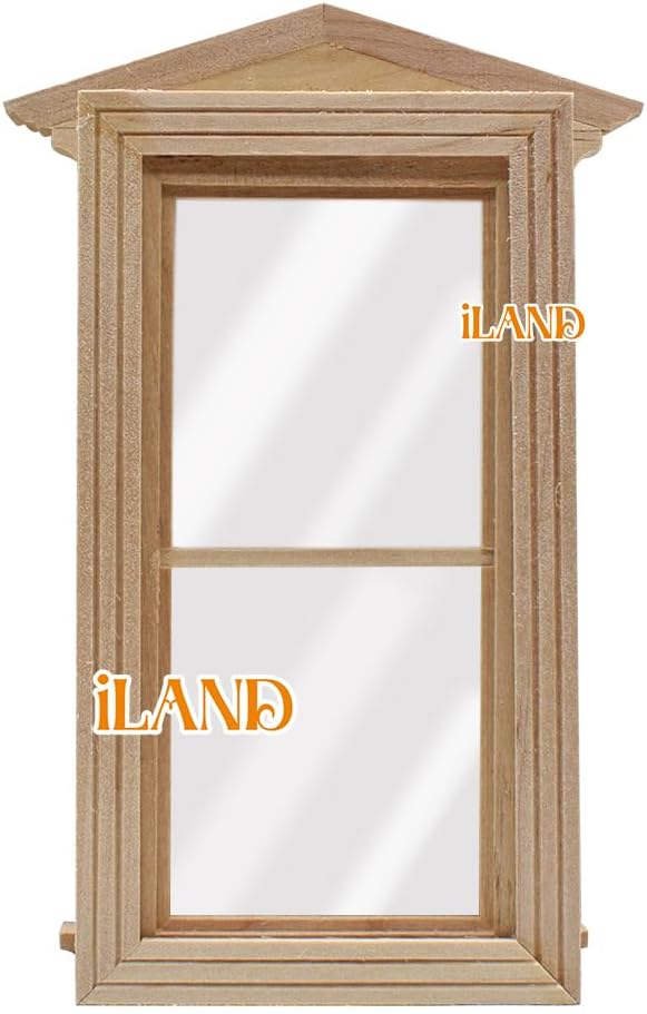 iLAND Dollhouse Window, 1/12 Scale Accessories, Wooden Dollhouse Accessories, Dollhouse Building Supplies in Baroque Style
