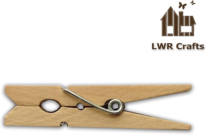 LWR CRAFTS Wooden Small Clothespins 1-7/8" 4.8cm 50 Pieces Per Pack (Natural)