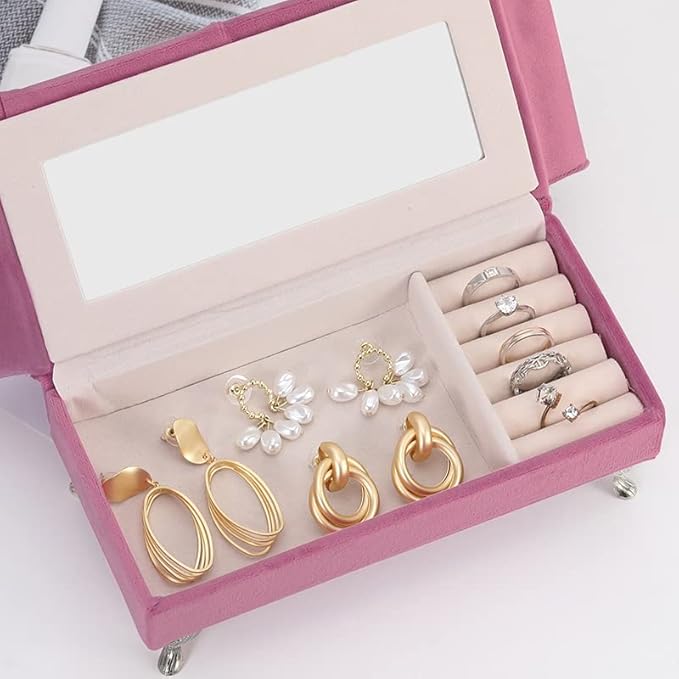 CONCISE Adult Dollhouse Furniture 1/6 1/12 Scale Miniature Velvet Sofa Hidden Jewelry Box for Women 14+ Collectors Ring Earring Necklace Bracelet Trinket Keepsake Storage Diorama Model Kit Display