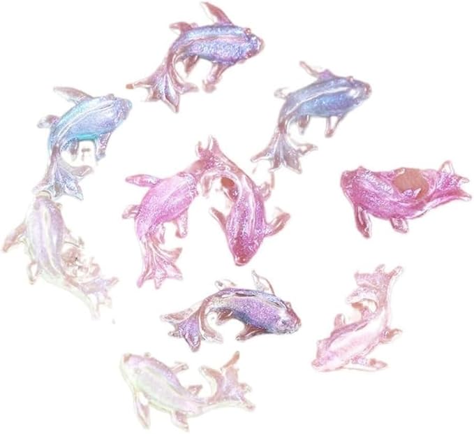 100Pcs Colorful Cute Mini Shiny Miniature Resin Goldfish Figurines, DIY Terrarium Crafts Ornament Accessories, Fairy Garden Accessories Ornament, Outdoor Decor