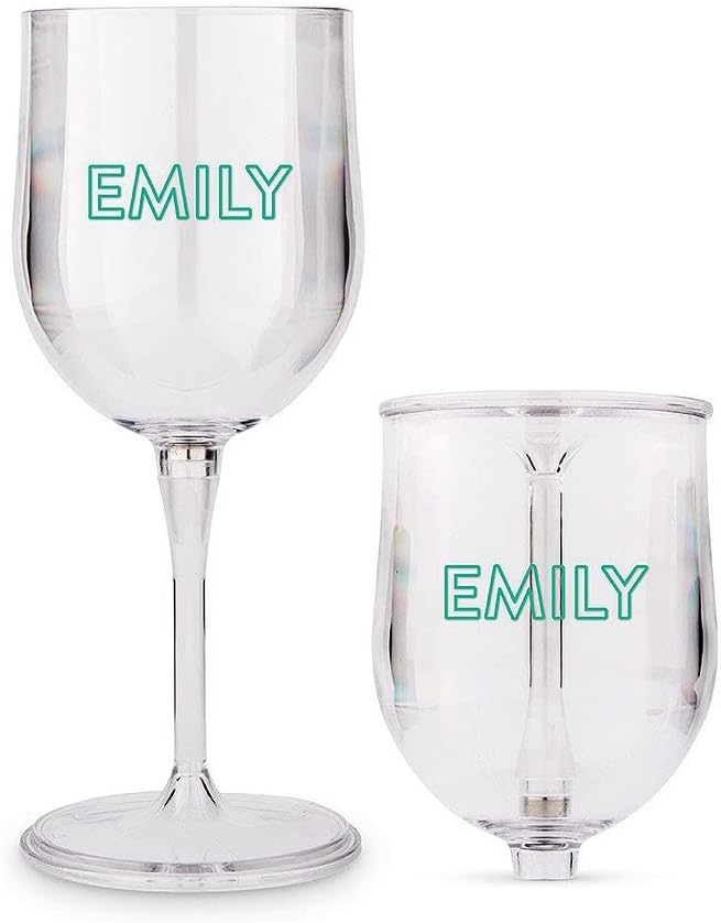 WEDDINGSTAR Custom Portable Plastic Nesting Wine Glass - Line Monogram Print