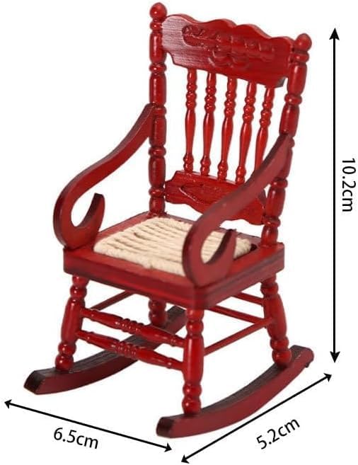 Brown 1/12 Miniature Rocking Chair Dollhouse Furniture Accessories Doll House Accessory