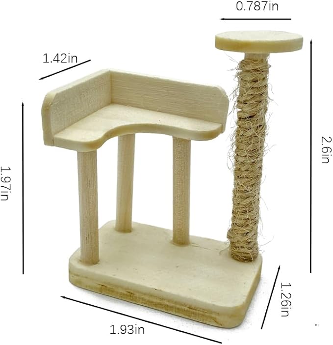 josaner-zz Dollhouse Cats w/ 1/12 Scale Accessories Mini Furniture Model Wooden Miniature