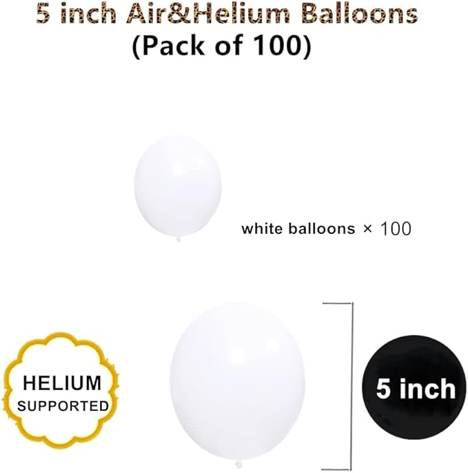 5 inch White Latex Balloons, 100 pcs Mini Thick Party Balloons for Birthday Wedding Baby Shower Decorations(White)